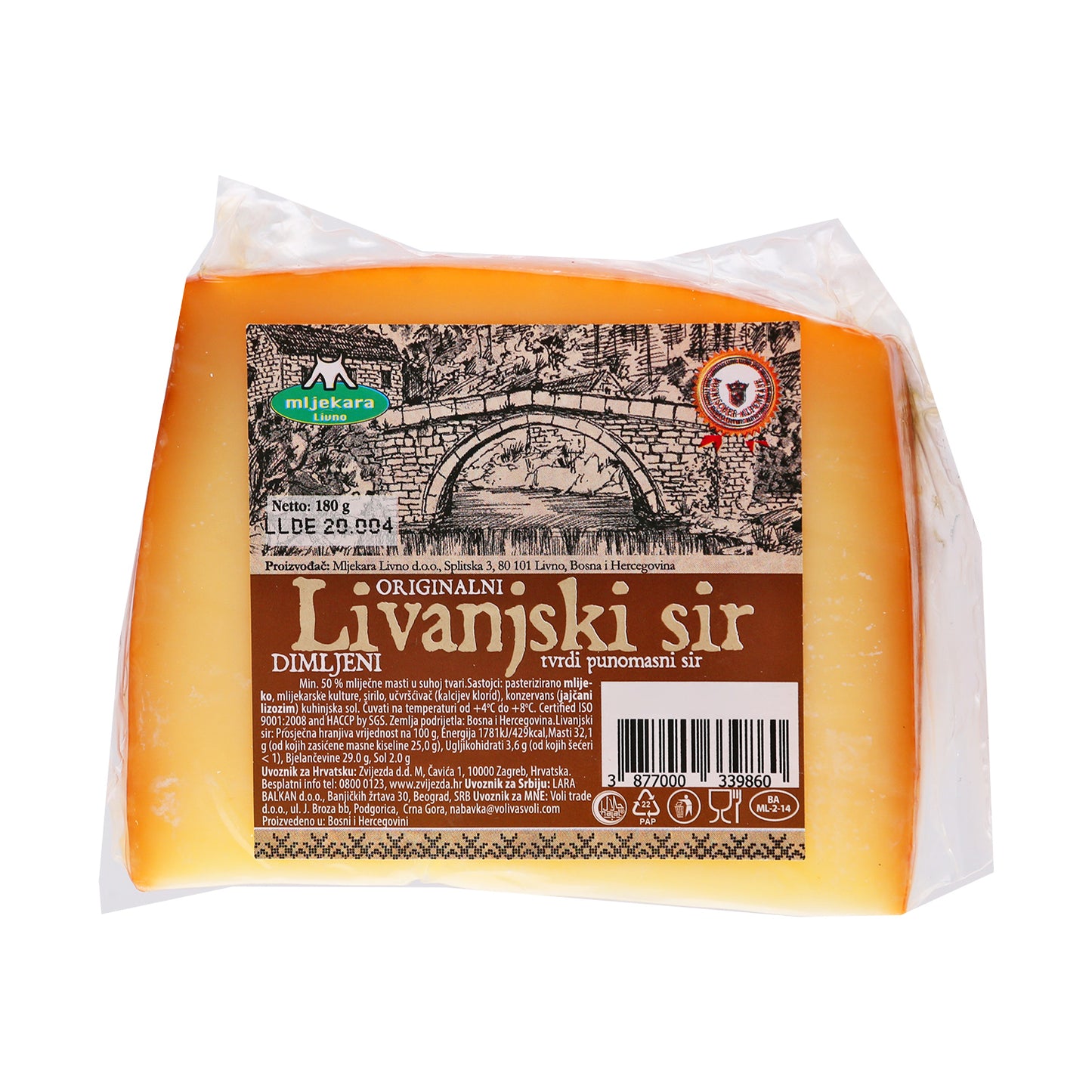 Livanjski sir - dimljeni 180g